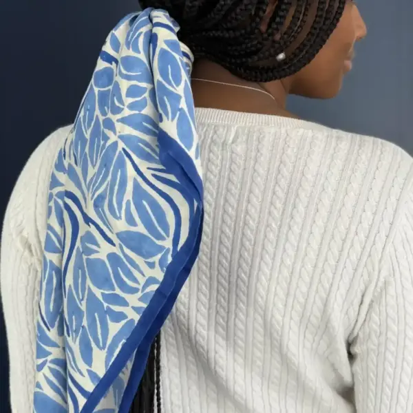 Blue Snake Peace Silk Square Scarf